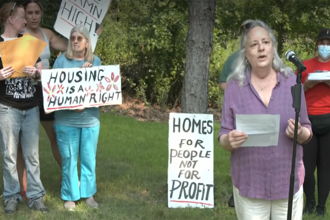Easthampton tenants rally against absentee landlord over rent hikes, neglect